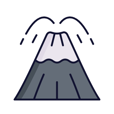 Volcano, Animated Icon, Lineal