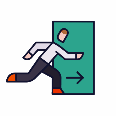 Emergency exit, Animated Icon, Lineal