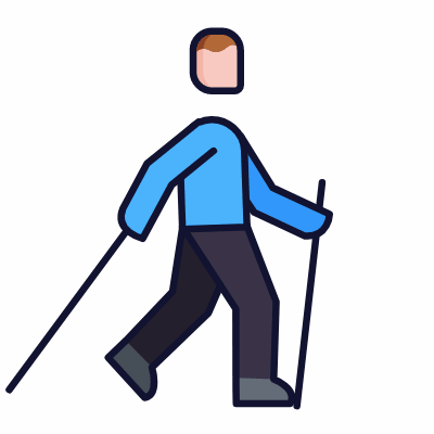 Nordic walking, Animated Icon, Lineal