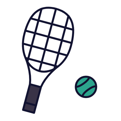 Ground tennis racquet, Animated Icon, Lineal