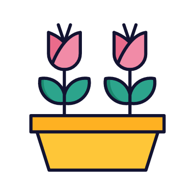 Pot flower, Animated Icon, Lineal