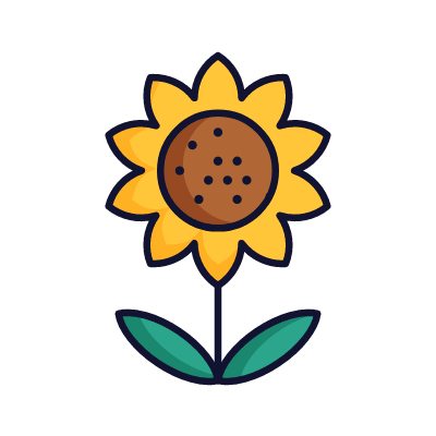 Sunflower, Animated Icon, Lineal