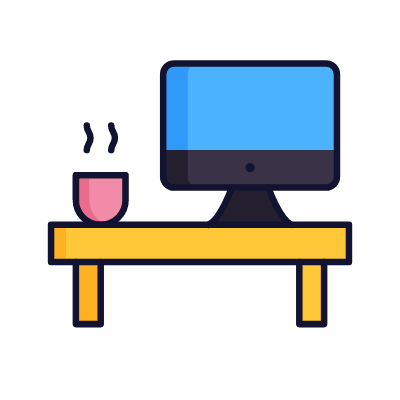 Office Desk, Animated Icon, Lineal