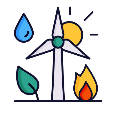Energy sources, Animated Icon, Lineal