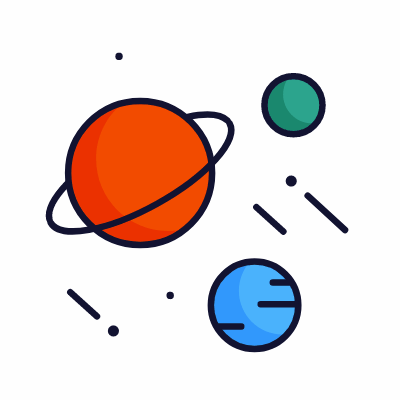 Planets, Animated Icon, Lineal