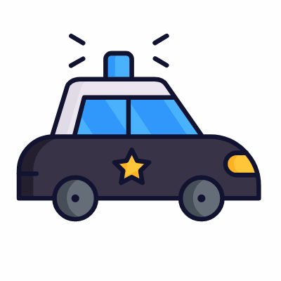Police car, Animated Icon, Lineal