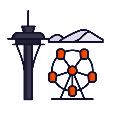 Seattle, Animated Icon, Lineal