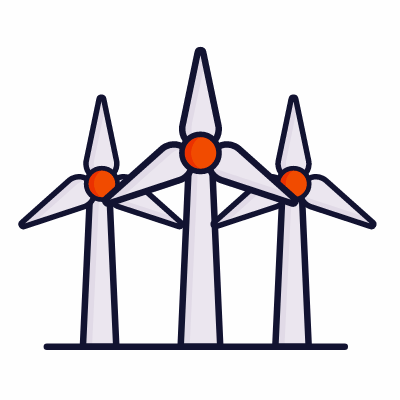 Wind turbines, Animated Icon, Lineal