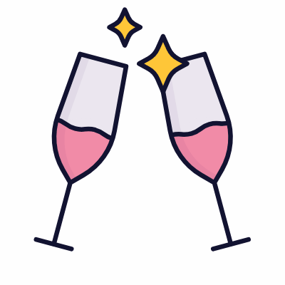 Champagne flutes, Animated Icon, Lineal