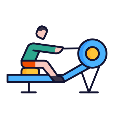 Rowing Machine, Animated Icon, Lineal