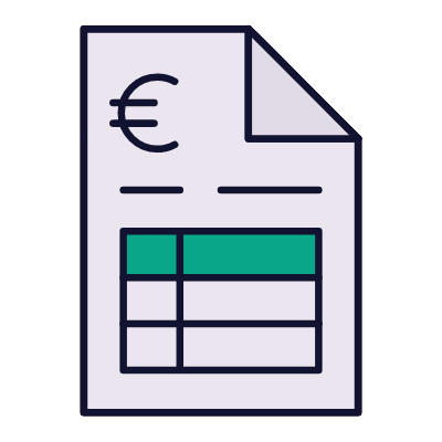 Invoice Euro, Animated Icon, Lineal