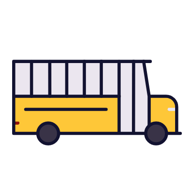 School bus, Animated Icon, Lineal