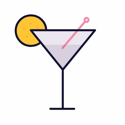 Cocktail, Animated Icon, Lineal