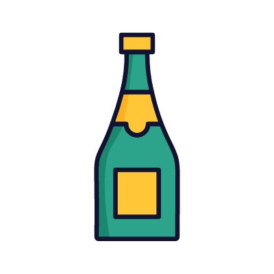 Champagne, Animated Icon, Lineal