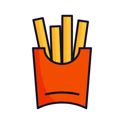 French fries, Animated Icon, Lineal