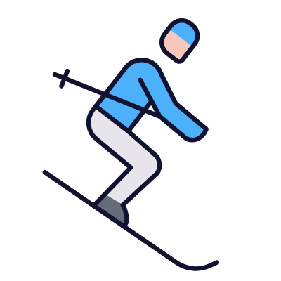 Skiing, Animated Icon, Lineal