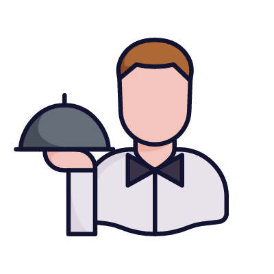 Waiter, Animated Icon, Lineal