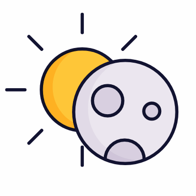 Sun eclipse, Animated Icon, Lineal