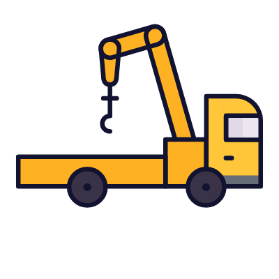 Crane truck, Animated Icon, Lineal