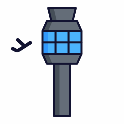 Airport tower, Animated Icon, Lineal