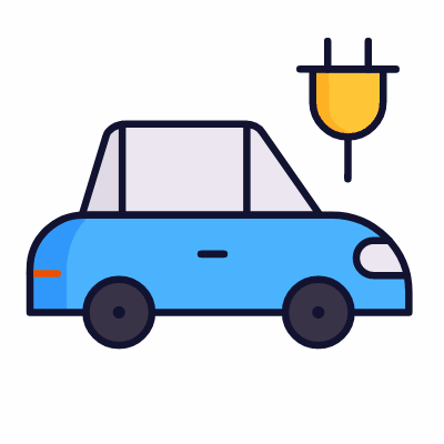 Electric car, Animated Icon, Lineal