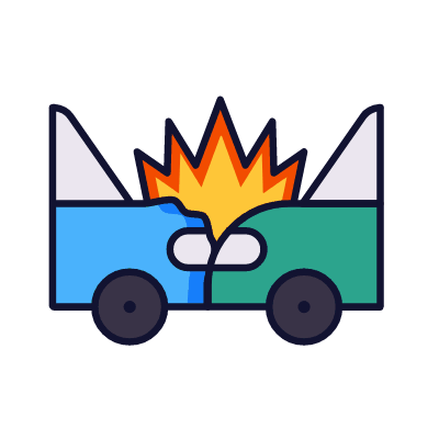 Car crash, Animated Icon, Lineal