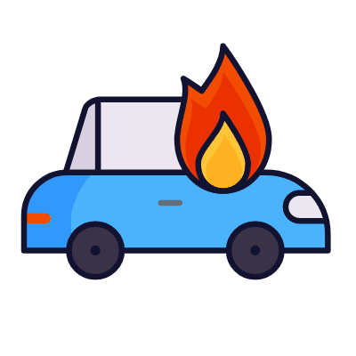 Car fire, Animated Icon, Lineal