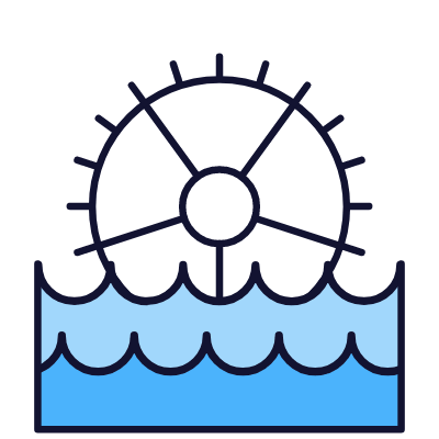 Water wheel, Animated Icon, Lineal