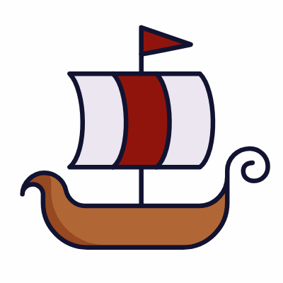Viking ship, Animated Icon, Lineal