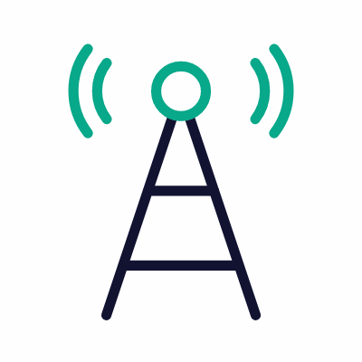 Broadcast tower, Animated Icon, Outline