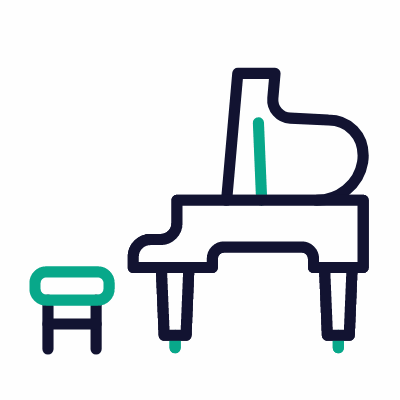 Grand piano, Animated Icon, Outline