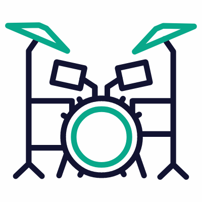 Drum set, Animated Icon, Outline