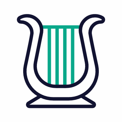 Lyre, Animated Icon, Outline