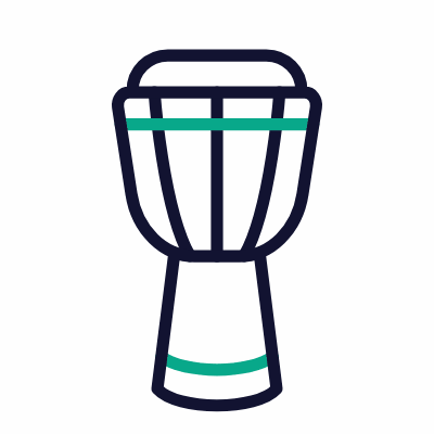 Djembe drum, Animated Icon, Outline