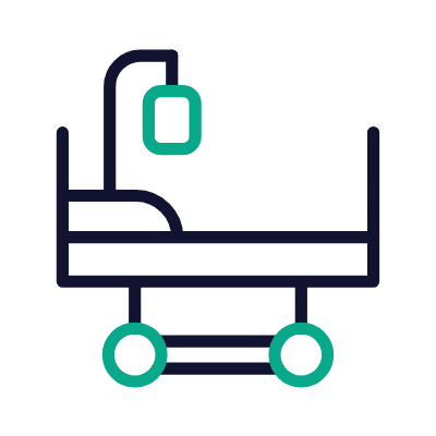 Hospital bed, Animated Icon, Outline