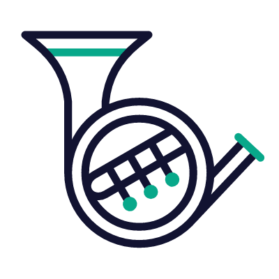 French horn, Animated Icon, Outline