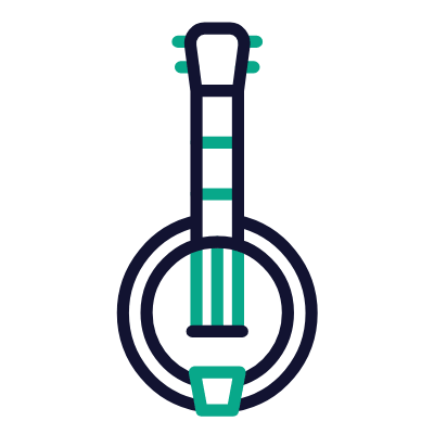 Banjo, Animated Icon, Outline