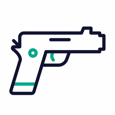 Handgun, Animated Icon, Outline