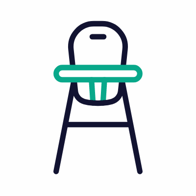 Baby chair, Animated Icon, Outline