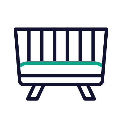 Baby bed crib, Animated Icon, Outline