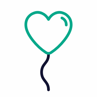Heart balloon, Animated Icon, Outline