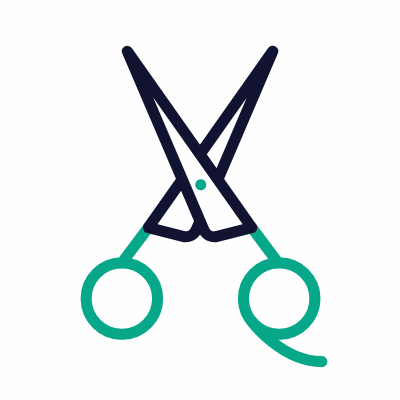 Barber scissors, Animated Icon, Outline