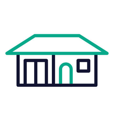 Bungalow, Animated Icon, Outline
