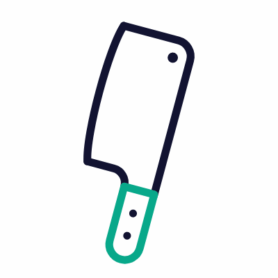 Cleaver knife, Animated Icon, Outline