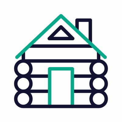 Log cabin, Animated Icon, Outline