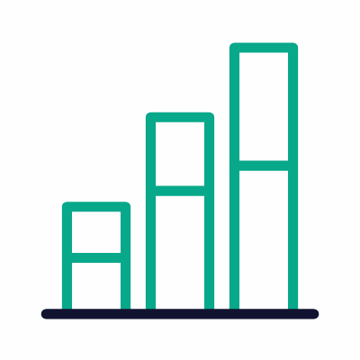 Double bar chart, Animated Icon, Outline