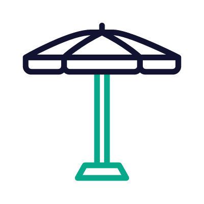 Beach umbrella, Animated Icon, Outline