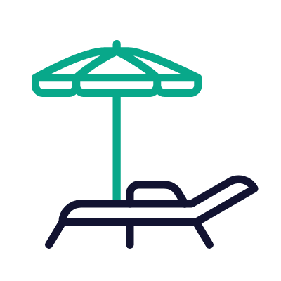 Sun lounger, Animated Icon, Outline