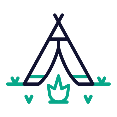 Campsite, Animated Icon, Outline