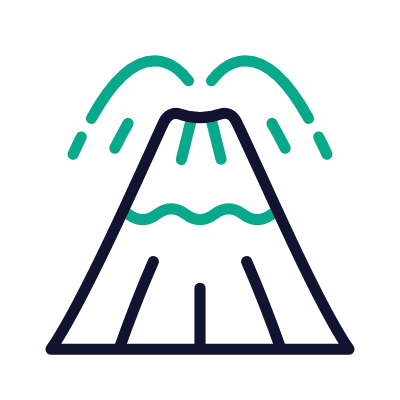 Volcano, Animated Icon, Outline